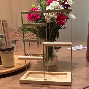 Elegant Gold and Wood Jewelry Stand